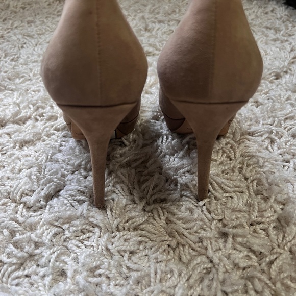 Jimmy Choo suede neutral pumps heels platform 37 US 7 beige tan - Picture 12 of 14